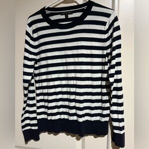 Banana Republic Black and White Striped Crew Neck Sweater